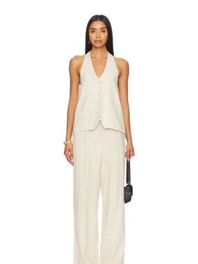 Lioness Neutral Beige Linen Trousers